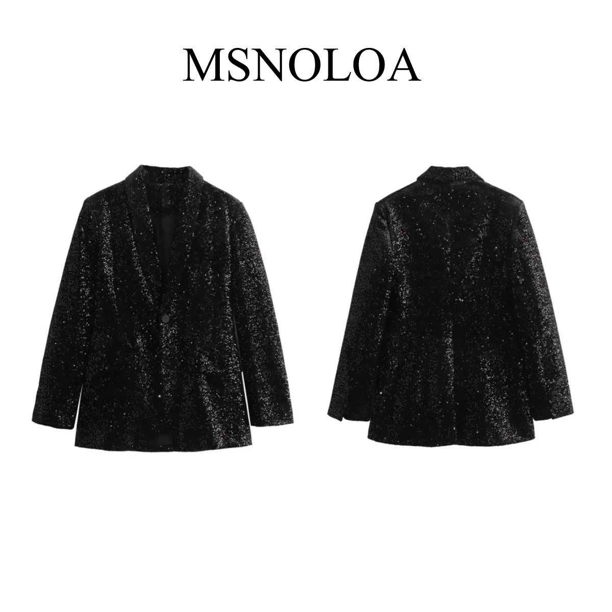 MSNOLOA 2024 autumn New Product Women's Fashion and Casual Versatile Beaded Velvet Suit Coat