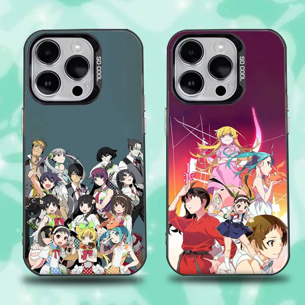 

M-Monogatari Series Anime Phone Case For iPhone 16,15,14,13,12,11,Mini,Pro,E,SE4,XS,MAX Black Candy Matte Cover