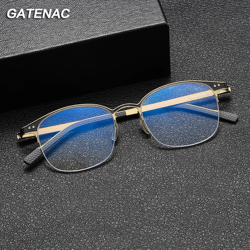 

Gatenac Vintage Titanium Glasses Frame For Men New Myopia Prescription Eyeglasses Frame Women Designer Luxury Brand Eyewear