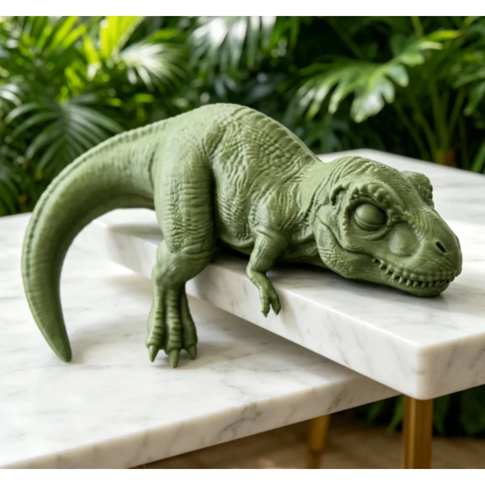 Sleeping T-Rex Monitor Topper Figurines 3D Printed Mini Lazy Dinosaur Ornaments for Desk/Monitor/Shelf Cute Jurassic Dino Decor view 6