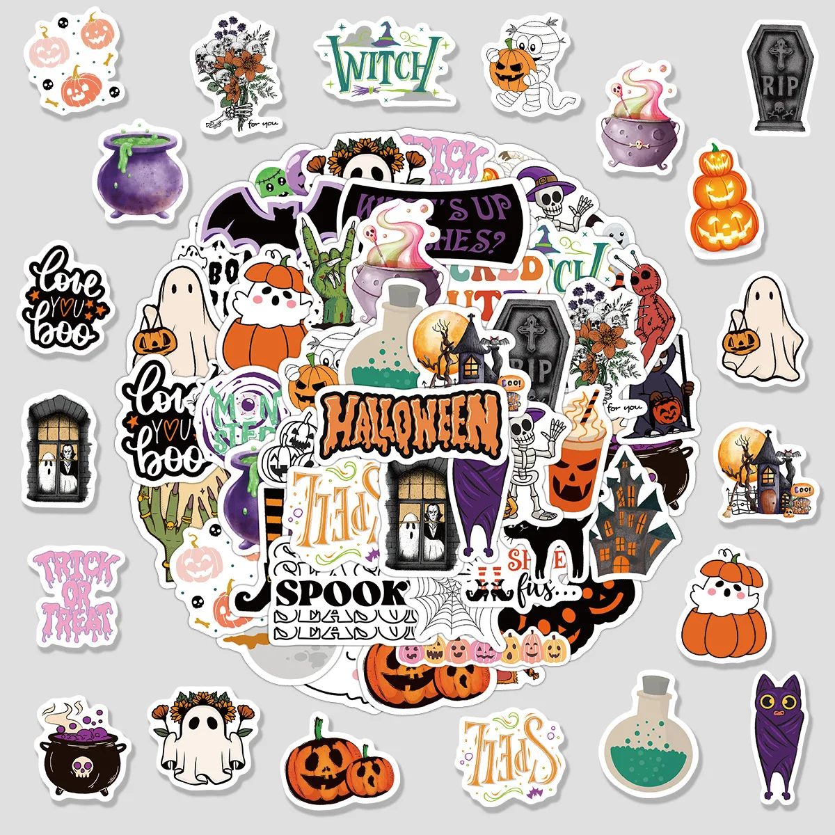 10/30/50PCS Halloween Holiday Theme Cartoon Sticker DIY Phone Laptop Luggage Skateboard Graffiti Decals Fun forToy