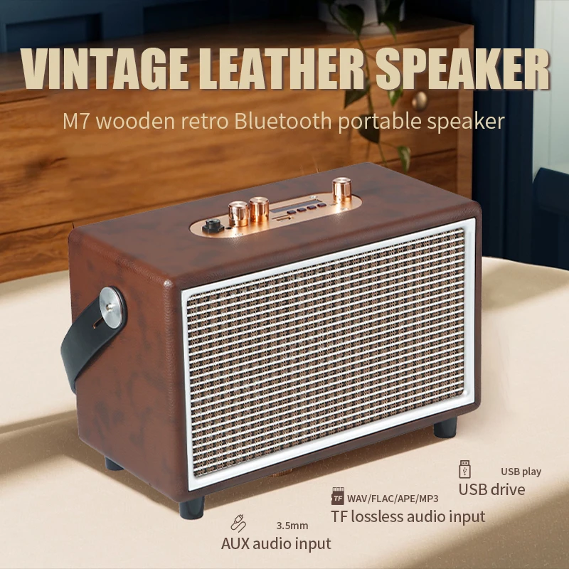 

New 20W High-power Retro Wood HiFi Sound Quality Bass Portable Portable Wireless Bluetooth Speaker Post Caixa De Som Bluetooth