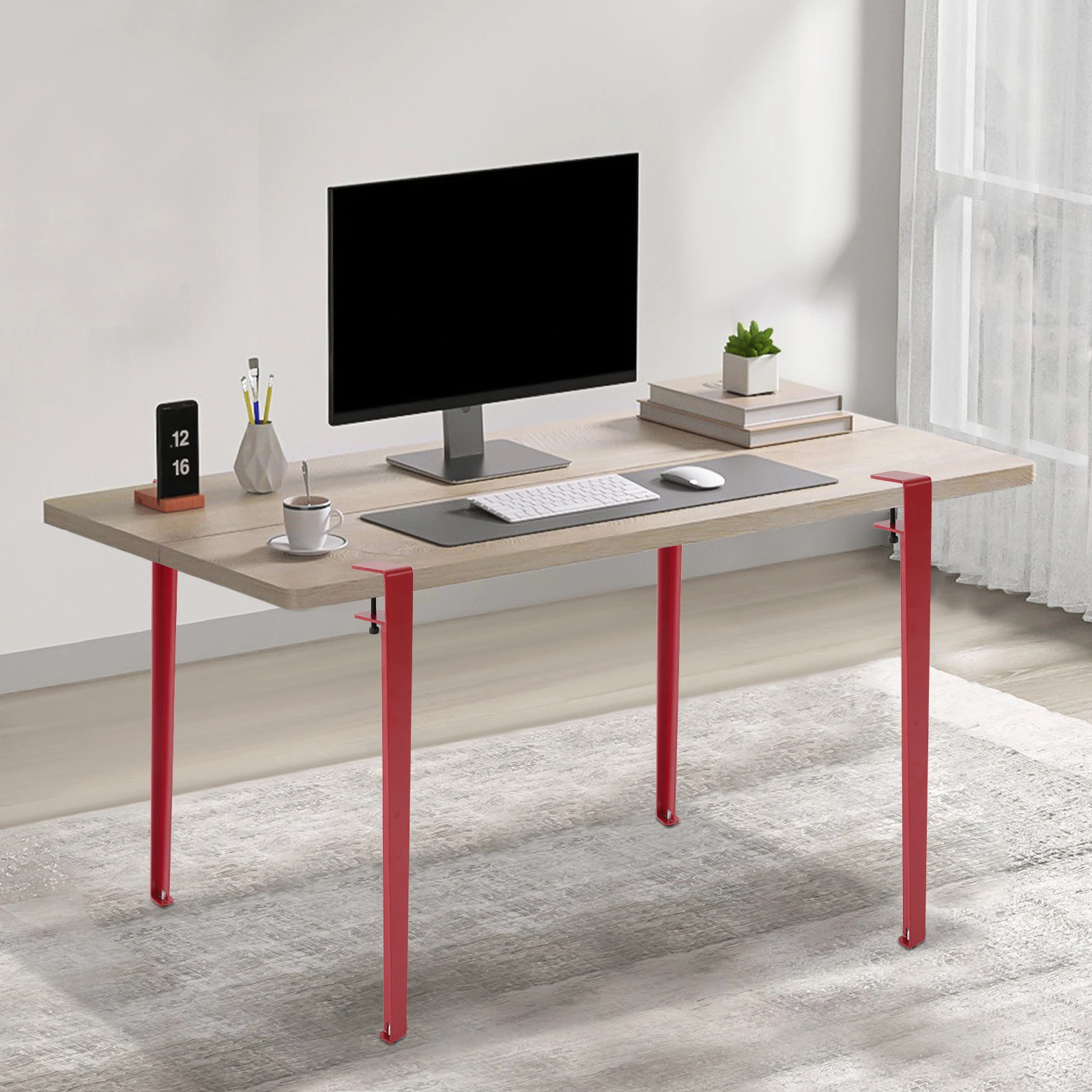 F-shaped DIY Adjustable Table Legs,with 4Pcs Iron Table Clamp Legs, High Load Bearing ,Applies To Various Shapes Of Table Boards