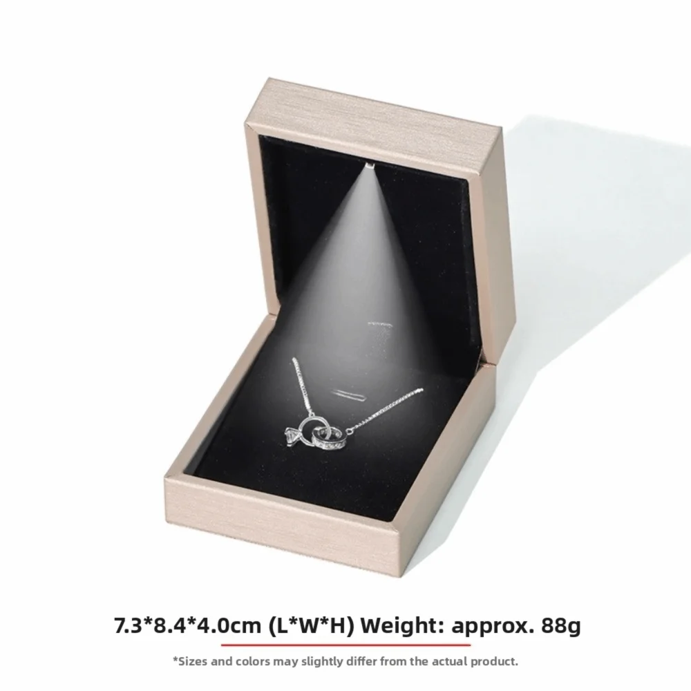 Luxury Gold Jewelry Box LED Light PU Leather Jewelry Packaging Box Jewelry Display Storage Box Wedding Gift