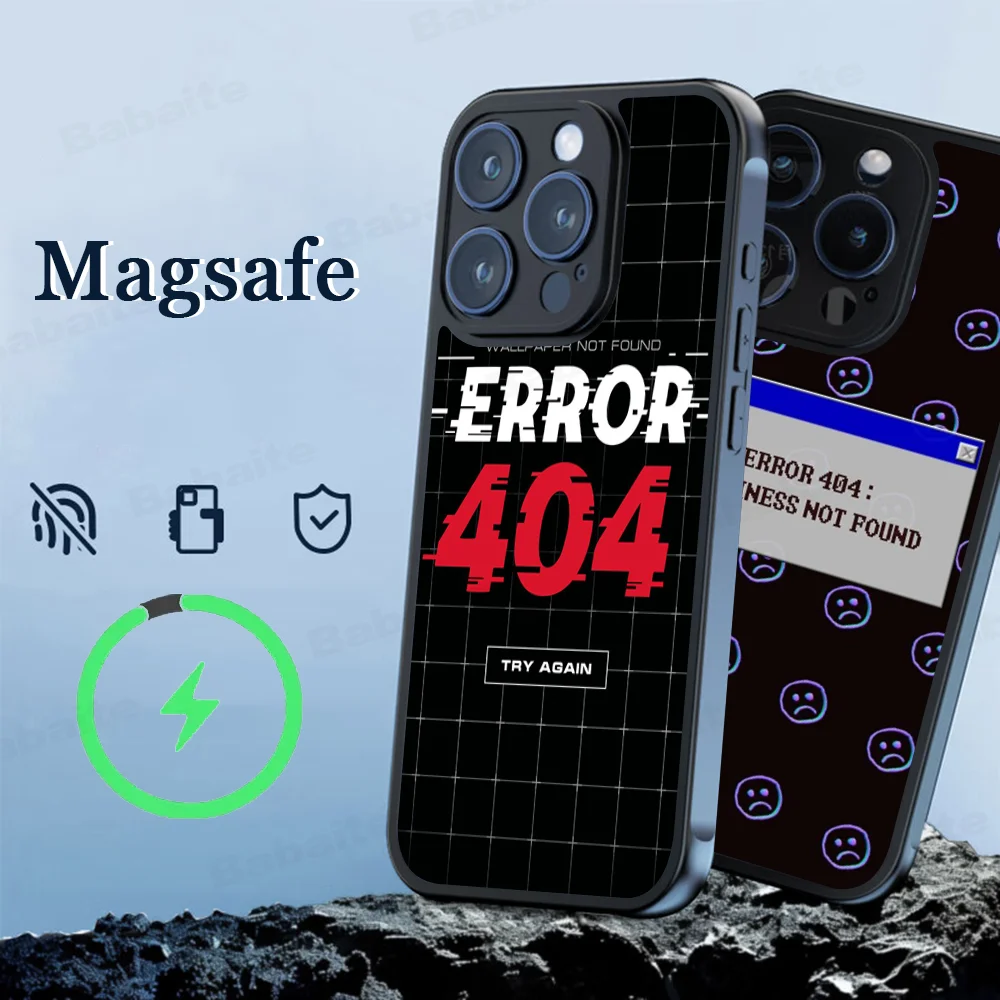 ERROR 404 Phone Case Magnetic Case For IPhone 16 14 13 12 11 15 Pro Max Plus For Magsafe Wireless Charge Cover