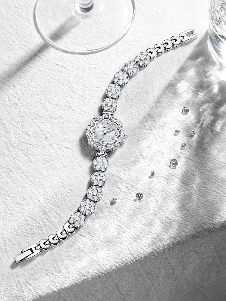 Sotoiru Luxury Women Watches Zircon Elegant Petal Shape Quartz Wristwatch for Cocktail Dresses Party Accessory Women Gifts