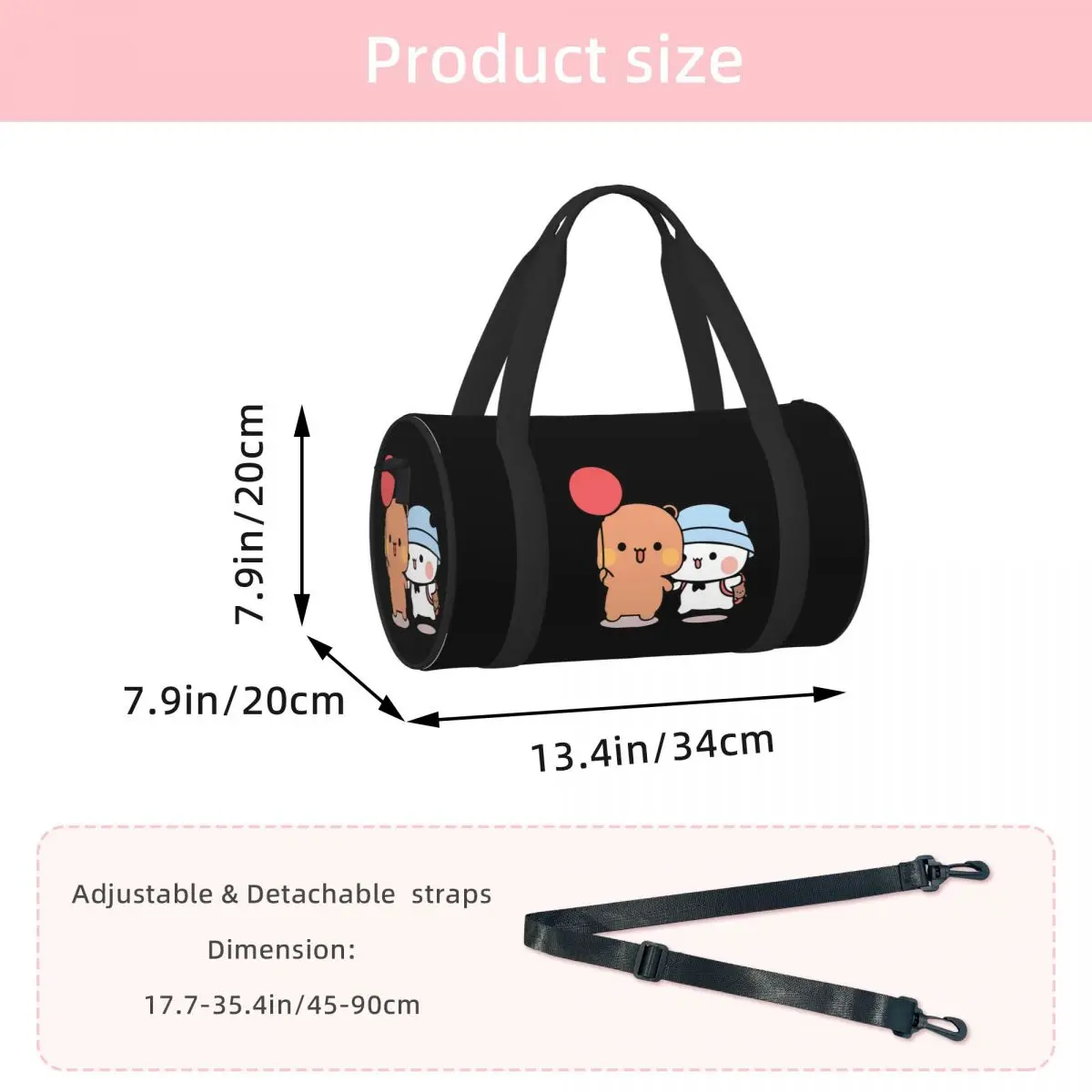 Bear And Panda Bubu Dudu Balloon  Luggage Bag Multi-Functional Duffle Tote Bag Handbags Gym Bags Fitness Bag for Boys Girls