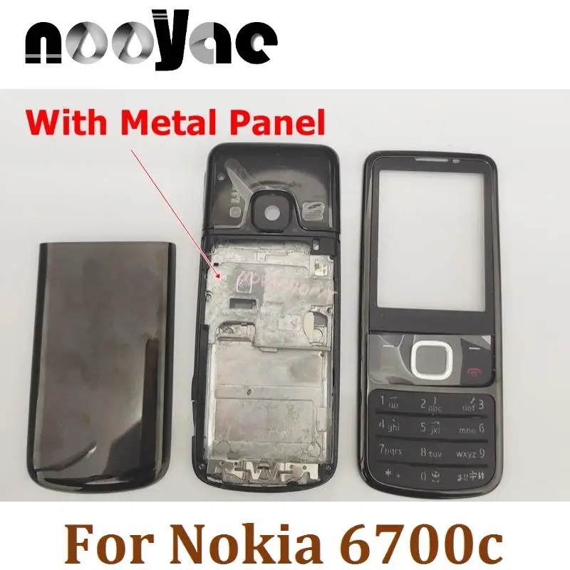 

Классическая Крышка батарейного отсека для Nokia 6700c 6700, задняя крышка, полноразмерная клавиатура с кнопкой, экранная линза, рамка, средняя рамка