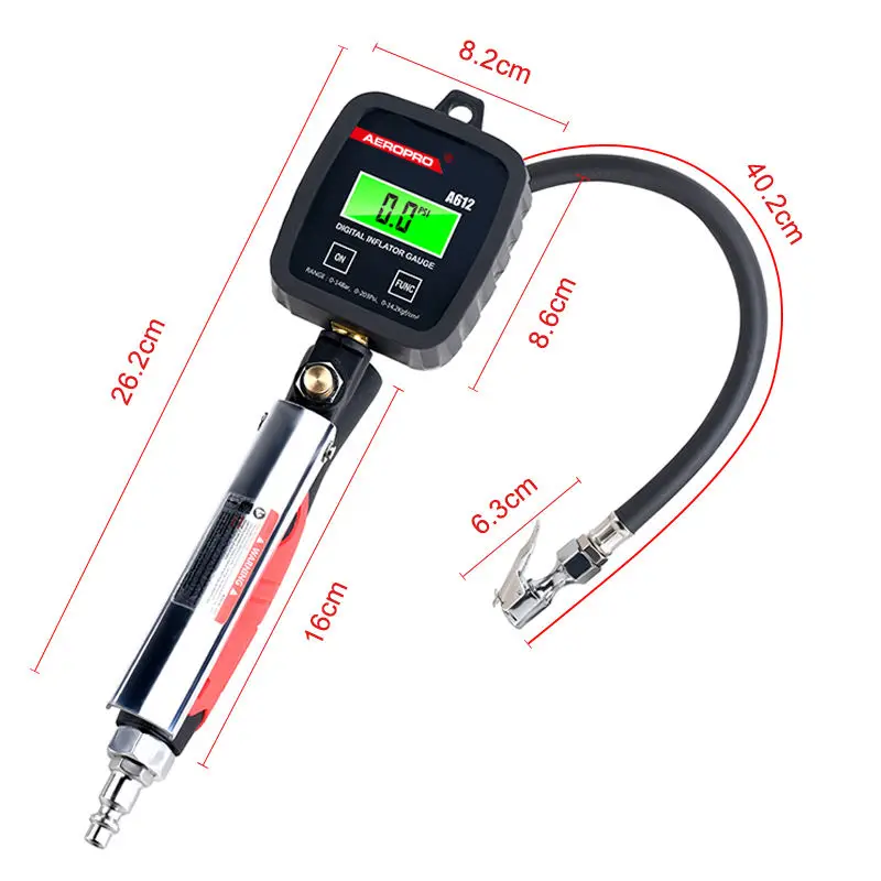 AEROPRO A612 Digital Air Inflation Gun with Backlit LCD, 4 Pressure Modes, 1/4 Inch Air Inlet Tire Pressure Meter for Automobile