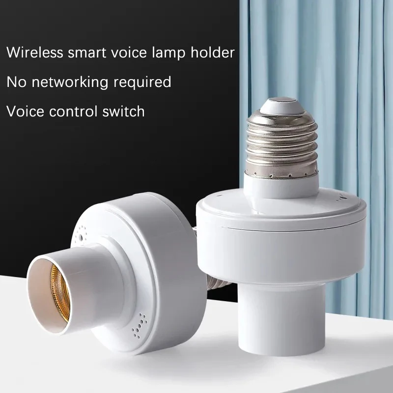 Inteligente Voz Lâmpada Cabeça, Suporte da lâmpada, Sound Control, Lâmpada de reconhecimento de luz, E27 Switch Control, 1Pc