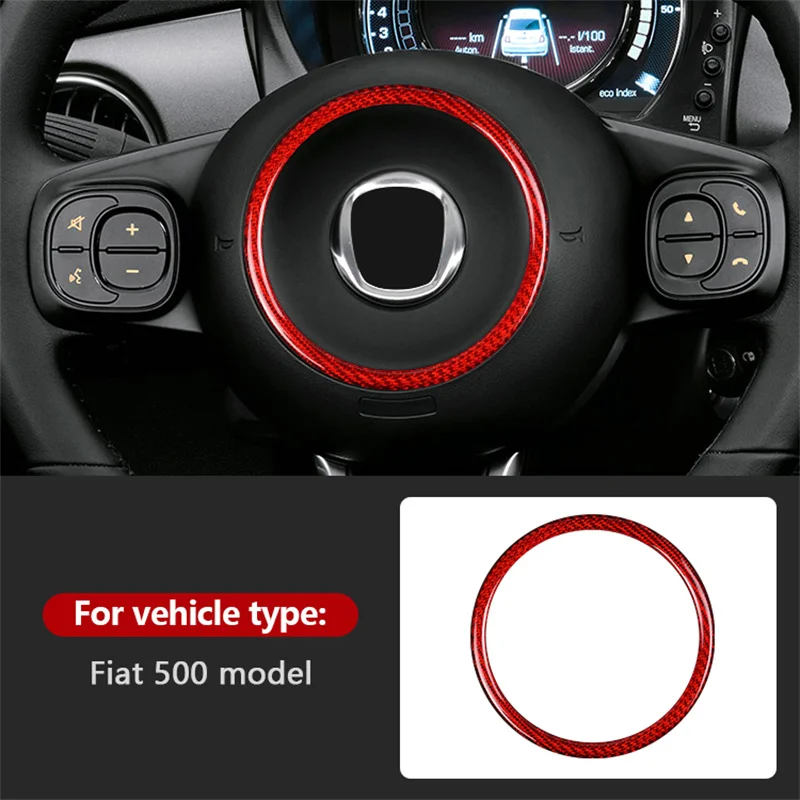 

2008-2023 For Fiat 500 Steering Wheel Center Frame Genuine Carbon Fiber 3D Decoration Sticker