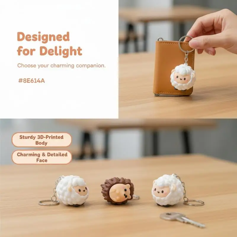 Quiet 3D Printed Animal Fidget Clicker Keychain Mini Stress Relief Toy for Bag Pendant Work Anxiety Relief