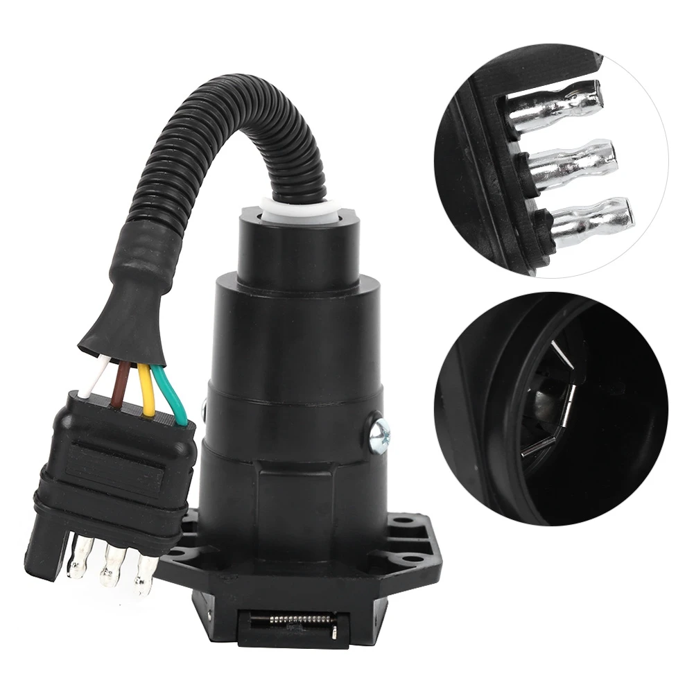 

4 Pin to 7 Pin Trailer Wiring Adapter with Mounting Bracket Waterproof for RV Utility and Boat Trailers
