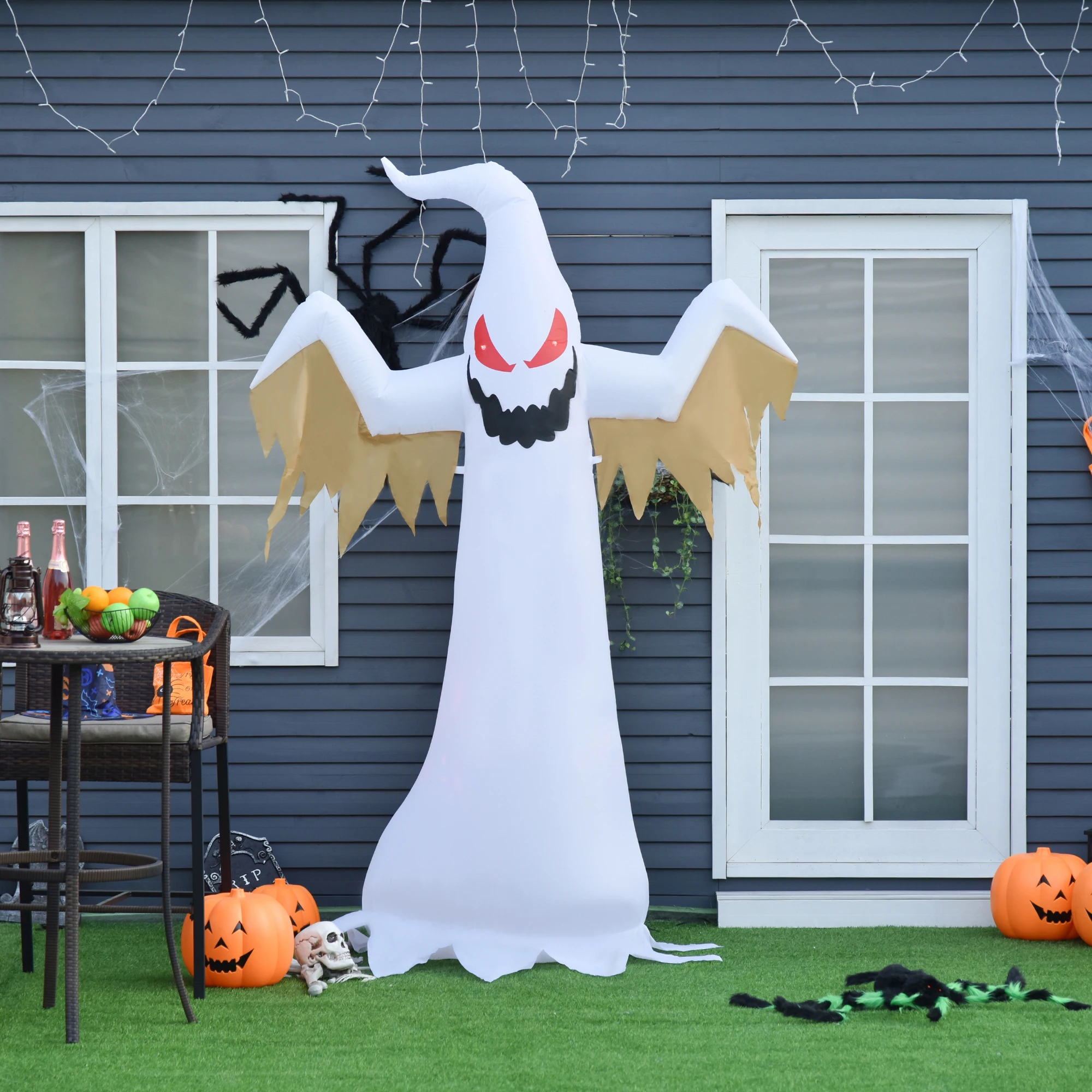 Homcom Fantasma Autogonfiabile di Halloween 2,4m Decorazione con LED IP44