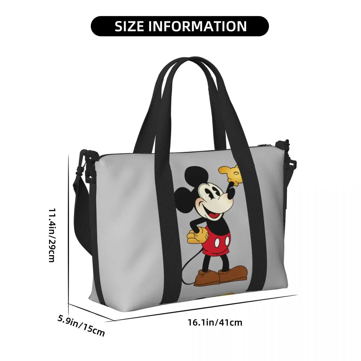 Custom Large Mickey Mouse Cartoon Tote Bag for Women Shoulder Shopping Gym Beach Travel Bag