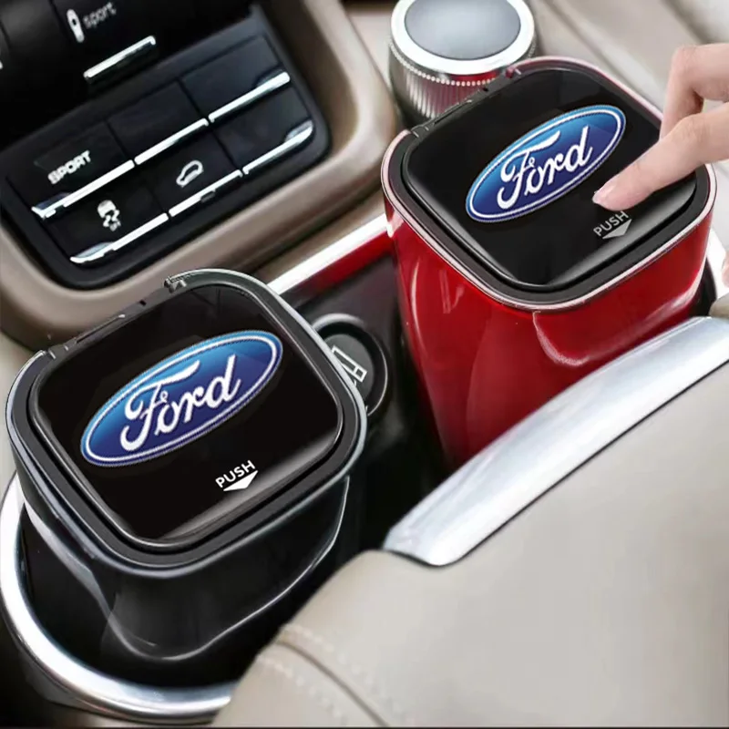 Универсальная автомобильная пепельница со светодиодной подсветкой, сигаретная офисная пепельница для Ford Fiesta Fusion Mondeo Mustang Ranger Transit Shelby GT