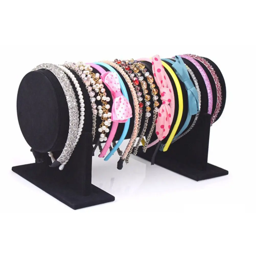

Hair Hoops Display Rack Headband Holder Black PVC Material Comfortable Touch Compact Organizer for Hair Bands Necklaces Shop