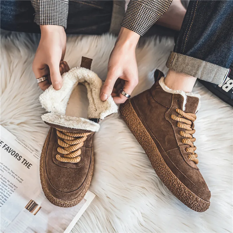 Winter Men Casual Sneakers Fur Warm Plush Casual Shoes for Men Skateboarding Shoes Platform Sneakers Male Fashion Sports Shoes