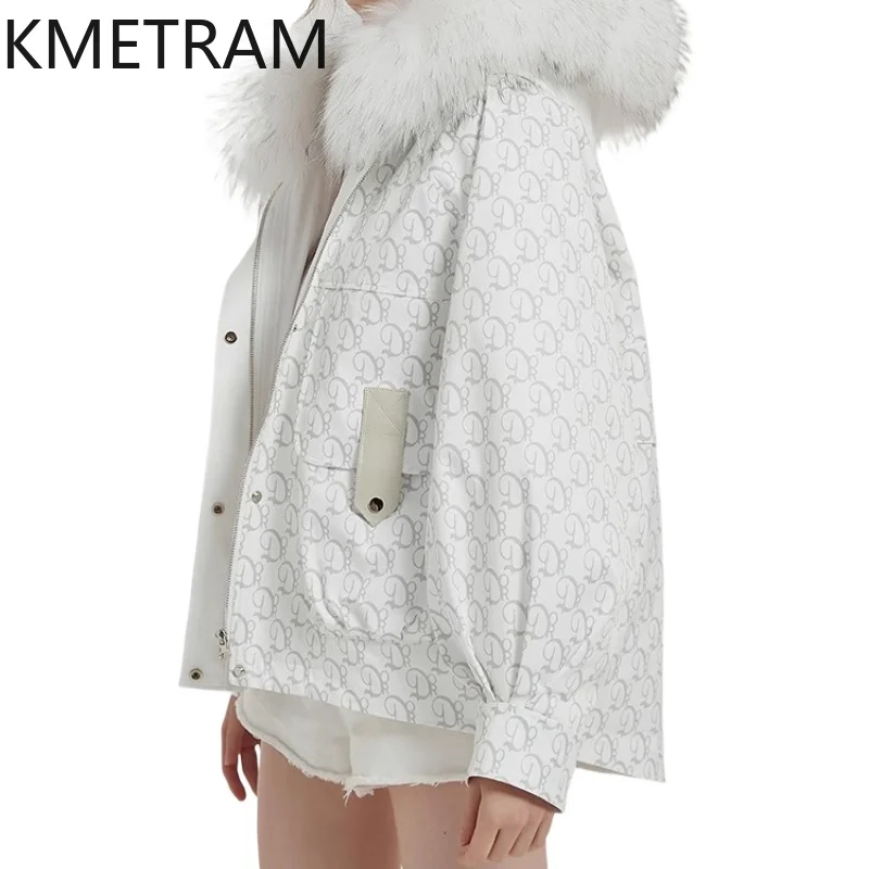 

KMETRAM Rex Rabbit Fur Lining Parka Fur Clothes White Hooded Warmth Fur Coats Mid Length Women's Winter Jacket 2025 ropa mujer