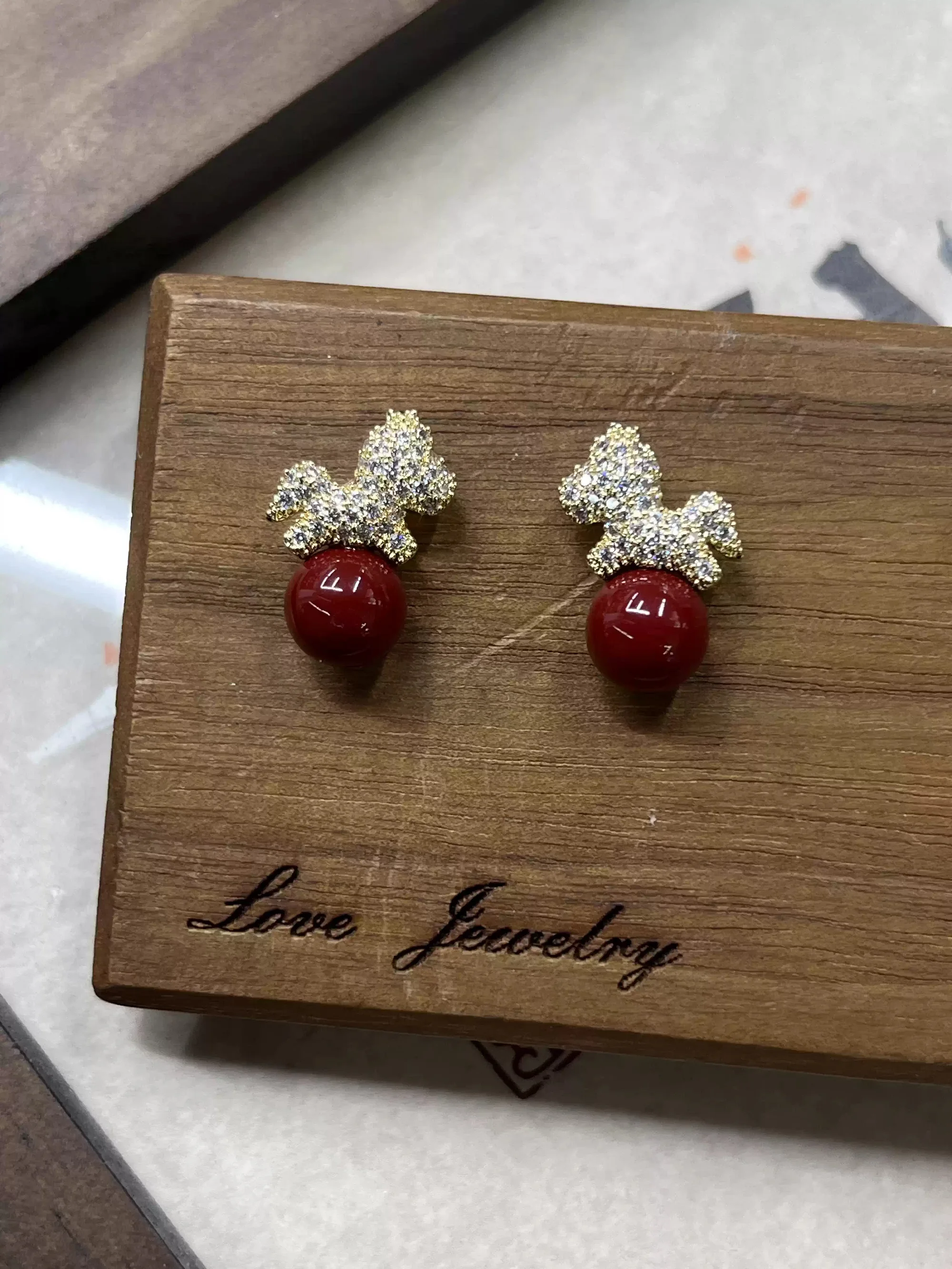 Cute Pegasus Stud Earrings S925 Silver Post | Red Gemstone Drop Dainty Jewelry | Lucky Pony Zircon Inlaid Gift for Her
