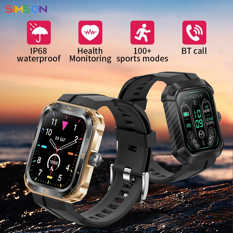 

2025 New Sport Military Smartwatch Heart Rate Blood Oxygen Monitoring Voice Assistant Women's Health Bluetooth Call For Men Gift