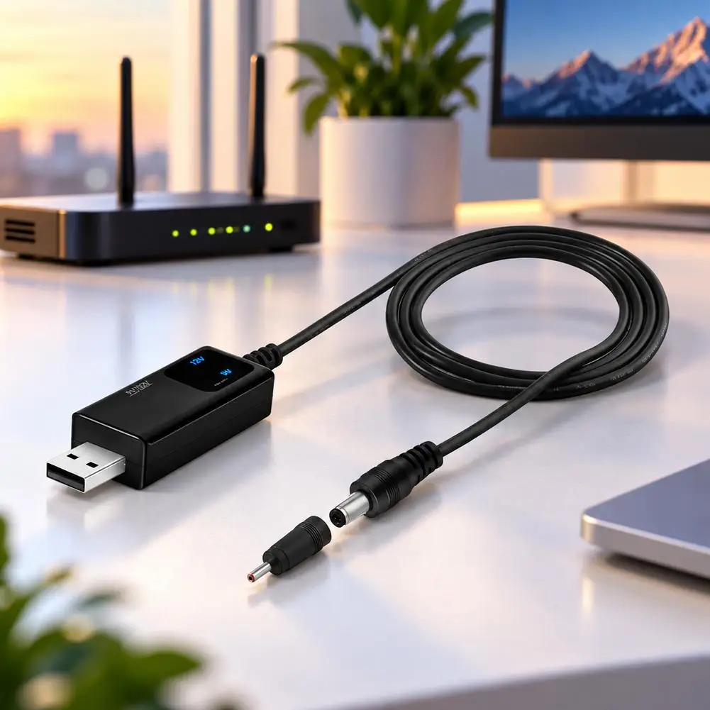 USB Boost Cable 5V To 9V 12V Power Adapter Converter 3.5mm Plug Step Up Line For WiFi Router Modem Mini Fan Device - view 2