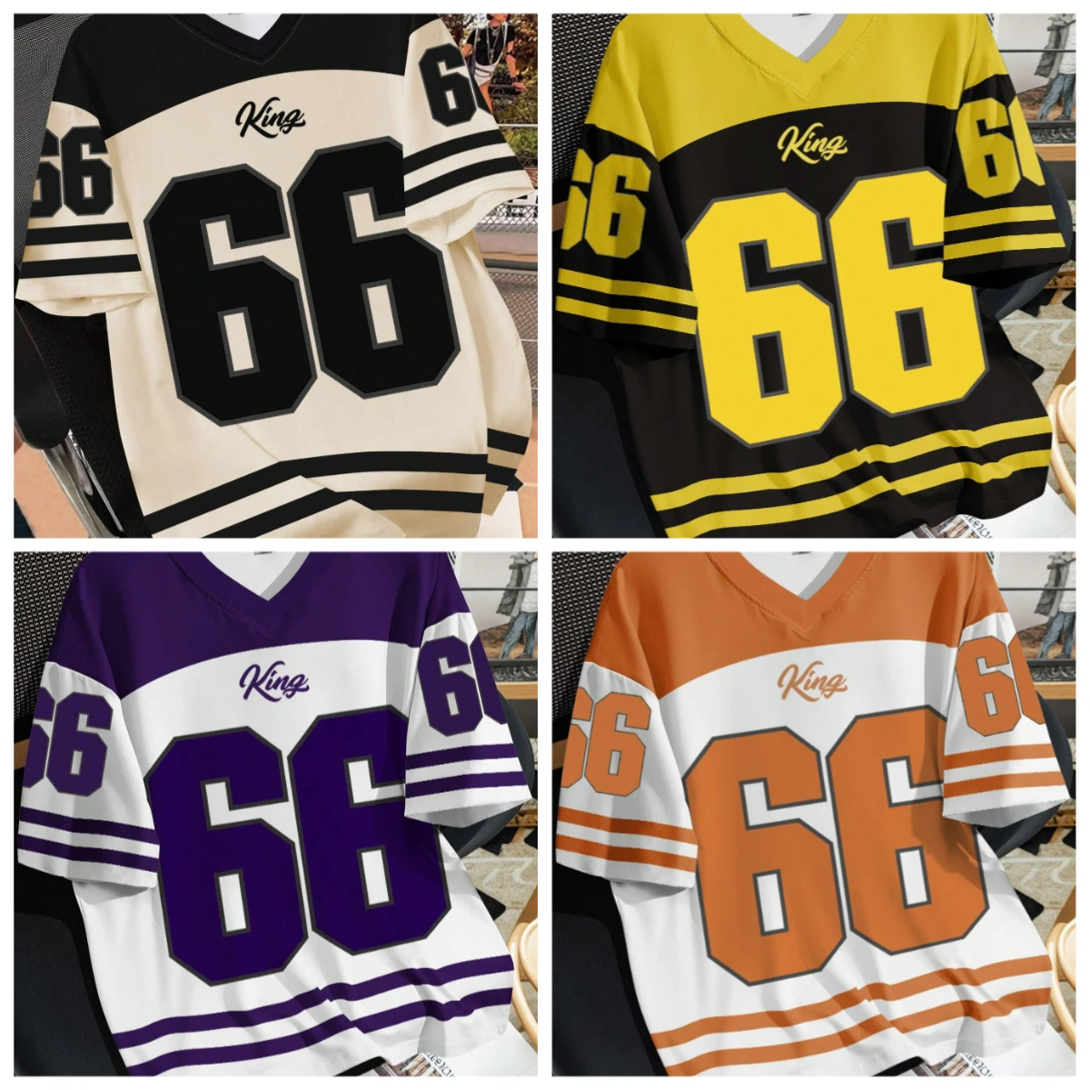 

2025 Summer Hot-selling Fashion No.66 V-neck Football Shirt Outdoor Leisure Sports Breathable Quick-drying Short-sleeved Top