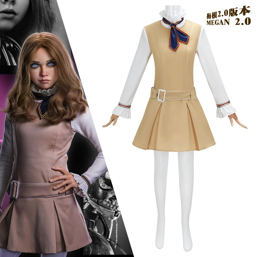 

Megan Costumes Megan Version 2.0 Uniform Dress Horror Thriller Halloween Carnival Show Costumes