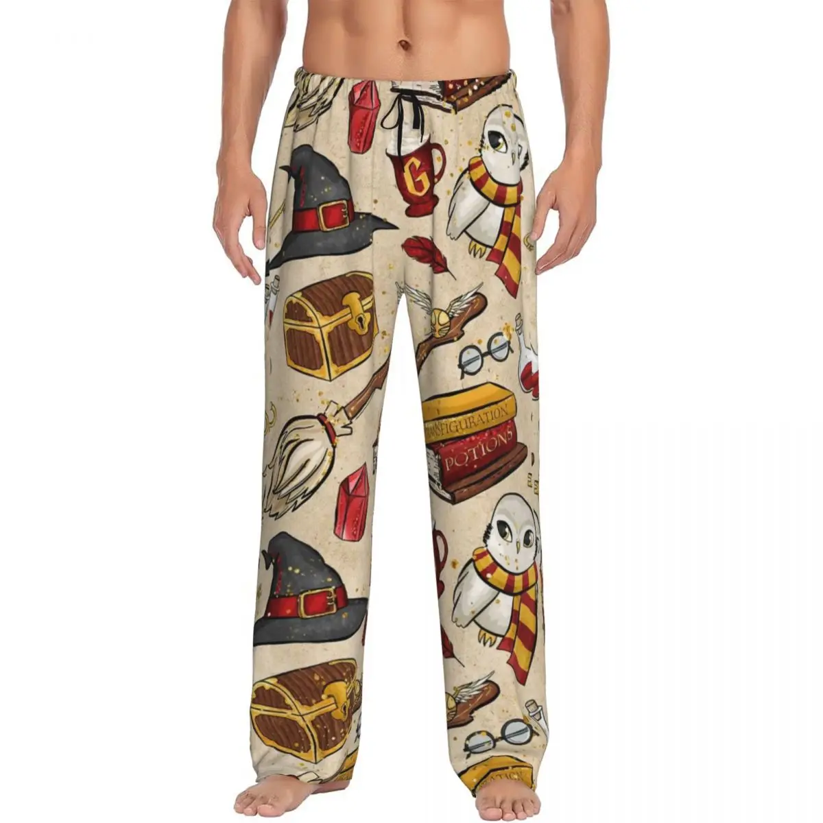 

Men Harrys Magic Adventure Movies Potters Pajama Pants Custom Printed Sleep Sleepwear Bottoms with Pockets
