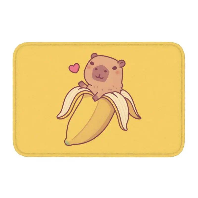 Custom Cute Capybara In Banana Doormat Non-Slip Entrance Kitchen Bathroom Door Floor Mats Toilet Carpet Rug