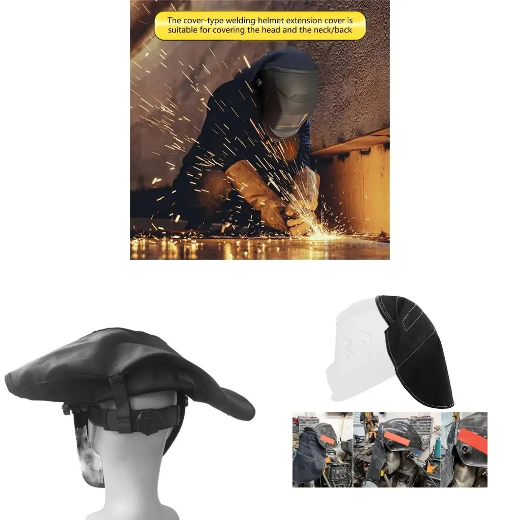  Heatproof Welding Head Cover Leather Cloth Secure Clip Fastening Helmet Extended Cover For Professional