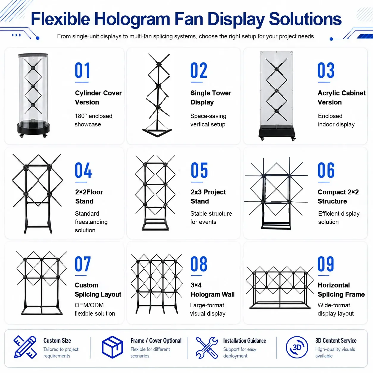Full Size 3D Other Advertising Equipment Splicing Light Emitting Diode Fan Video Wall Holographic Projector 3D Hologra