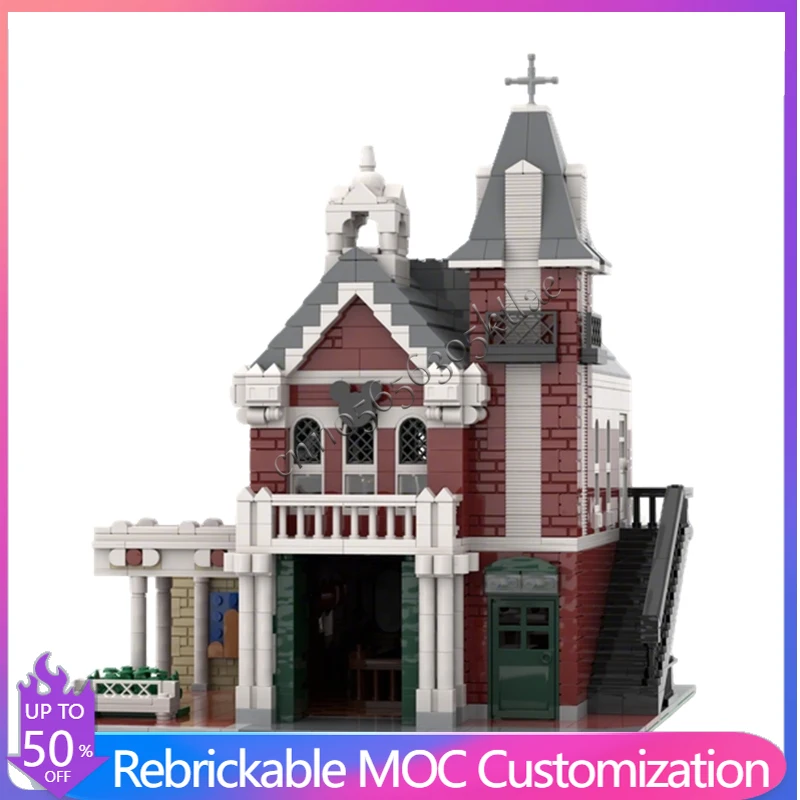 

1897 PCS Medieval Fire House Deluxe Main Street MOC Customize Modular Building Block Technology Model DIY Toy Christmas Gift