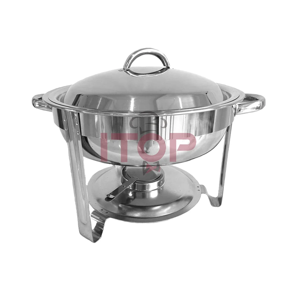 Stainless Steel Round Food Warmers Buffet Chafing Dish Restaurant Equipment Saving Dish Round Roll Top Chafer Dish