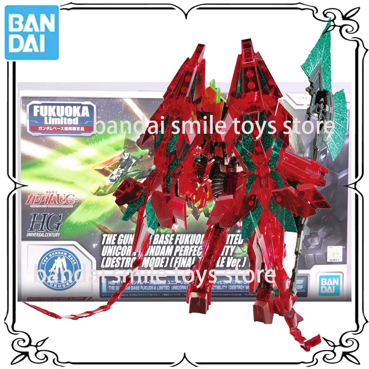 

BANDAI Original HG 1/144 THE GUNDAM BASE FUKUOKA LIMITED UNICORN PERFECTIBILITY Anime Action Figure Assembly Model Toys Gifts