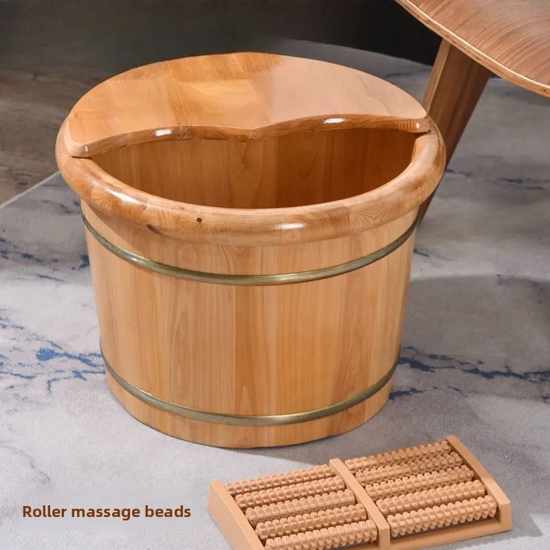 Wooden Foot Bath Bucket Solid Wood Foot Spa Tub Thickened Soaking Basin Durable Handcrafted Foot Care for Home Use