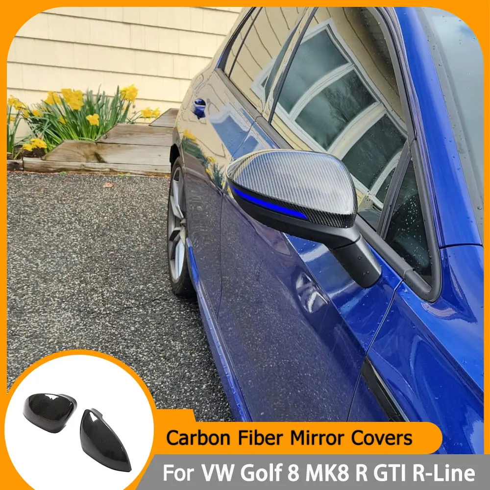 

Чехлы на автомобильные зеркала заднего вида для VW Golf 8 MK8 R GTI R-Line 2021, сменные колпачки из углеродного волокна для гоночных зеркал с боковой сборкой