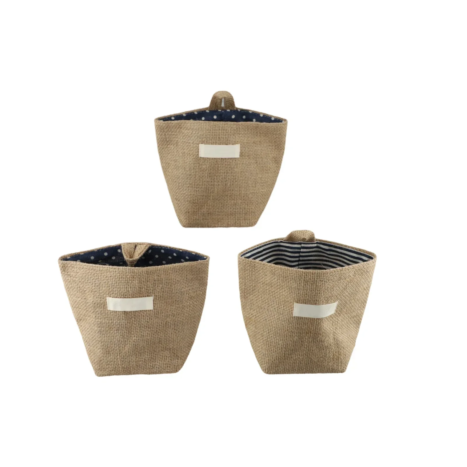 

3PCS Cotton And Linen Storage Bag Hanging Bag Wall Mounted Potted Plant Bag Laundry Basket Kitchen Organizer Cestas De Cocina