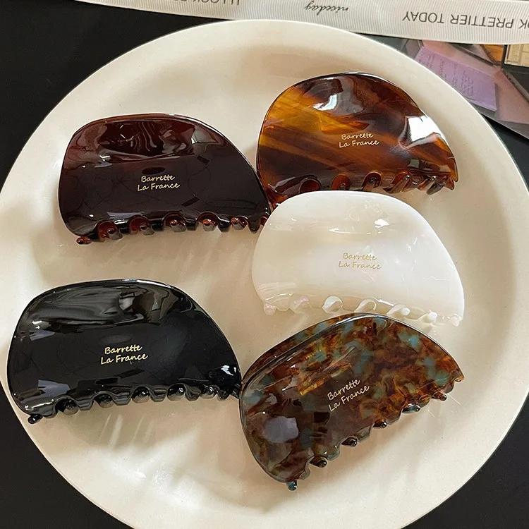 1pc 2026 New Korean French Brown Acetate Hair Claw Back of Head Bun Maker for Women Thin Hair Non Slip