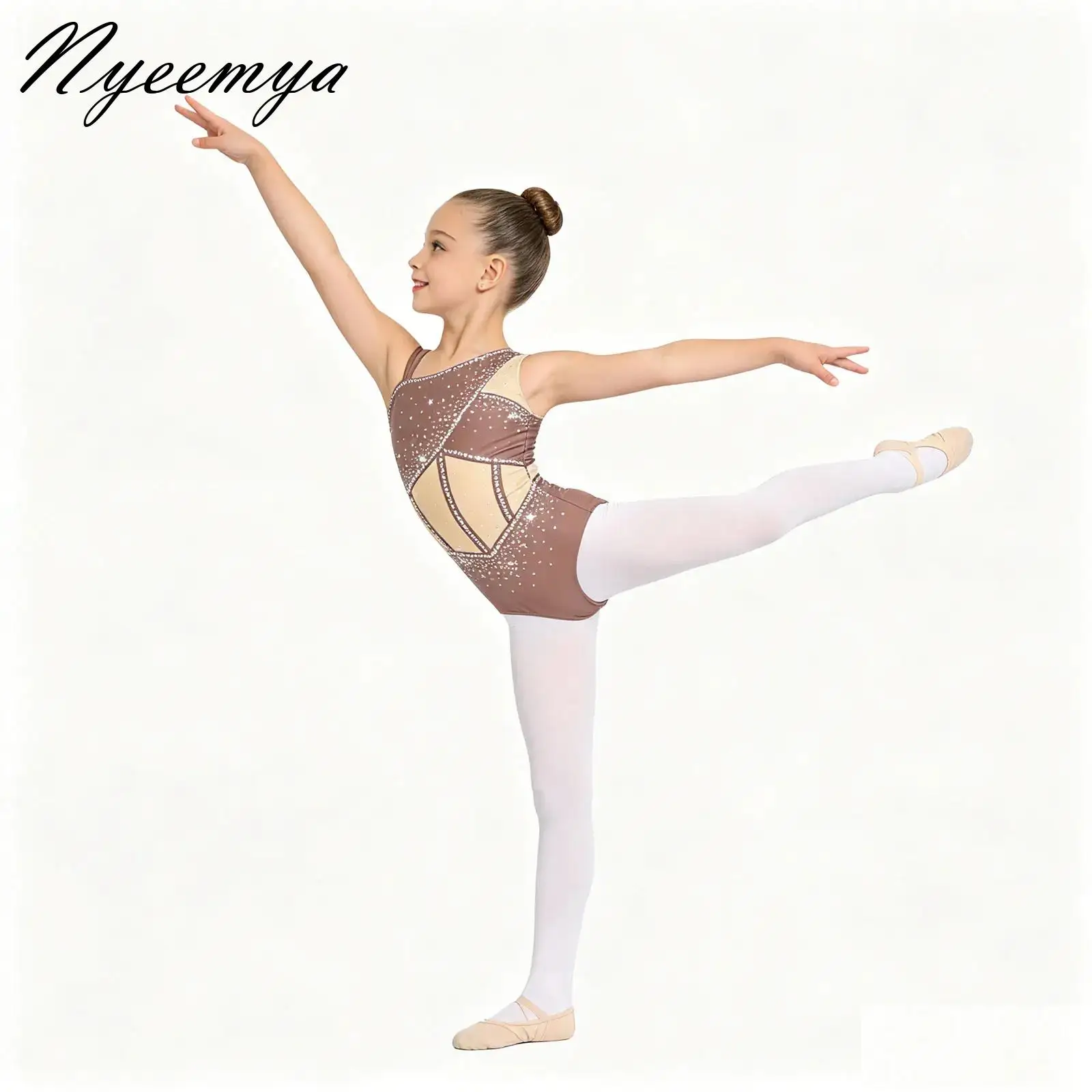 

Kid Girls Sleeveless Asymmetrical Figure Skating Bodysuit Ballet Dance Jersey Gymnastics Leotard Tops Shiny Tank Unitard Costume