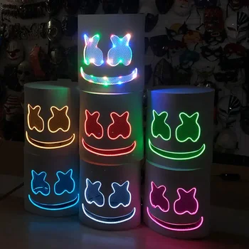 LED 마시멜로 코스프레 마스크, 댄스 DJ 파티 장식 쇼 소품, 가장 무도회 생일 파티 마스크, 코스튬 장식 바 클럽