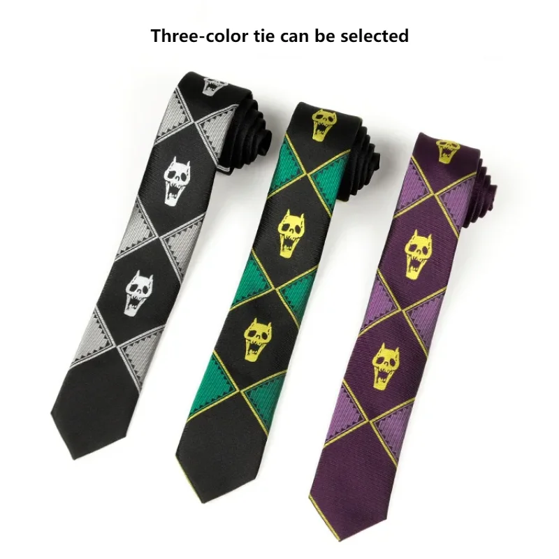 

Anime Cosplay Tie, Wonderful Adventure Skull, Black Purple Green Men's Hand Tie, Party, Stage Play Cosplay Costume