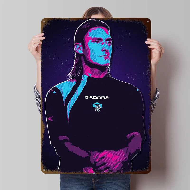 Totti como roma cartaz personalizado arte da parede vintage sinais de metal retro estanho placa para homem caverna decoração do banheiro estética