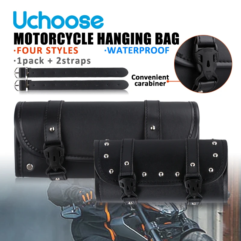 

Motorcycle Bag Saddlebags PU Leather Front Fork Tail Tool Bag Luggage For Chopper Bobber Cruiser SportsterXL 883 1200 Convenient