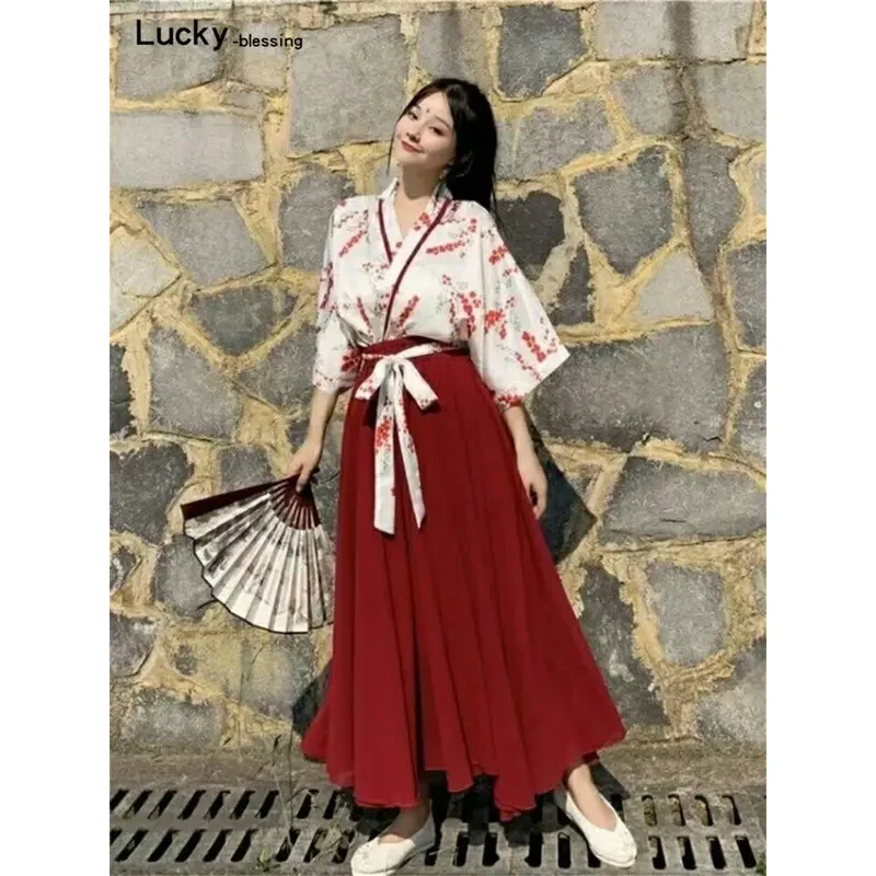 Kimono Mädchen japanischen Stil Blumen druck Vintage Kleid Haori Kawaii asiatische Kleidung Party Anime Cosplay Yukata Harajuku Kostüm