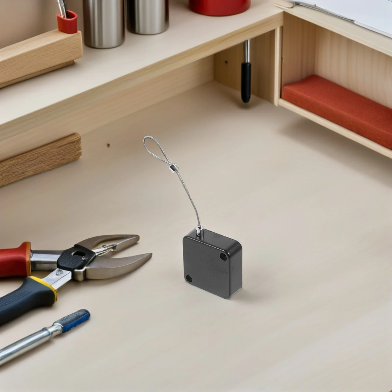 

3pcs Anti Theft Retractable Cable Case Wire Holder Box For Security Portable Use Telescopic Safety Lock Cable