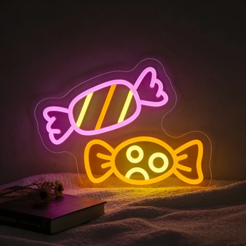 Candy Neon Sign Dimmable LED USB Wall Light Hanging for Bedroom Game Room Kids Birthday Party Room Nursery Decor Gift for Her