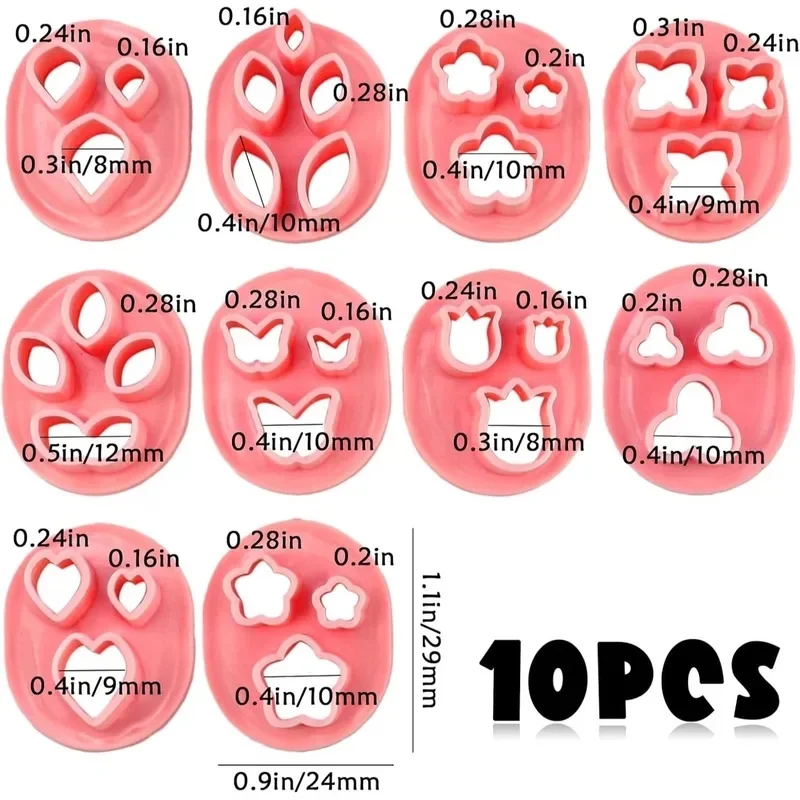 Floral Leaf Polymer Clay Cutters 10Pcs, Clay Cutting Molds For Diy Handmade Polymer Clay Earring, Necklace Pendant Art Crafts