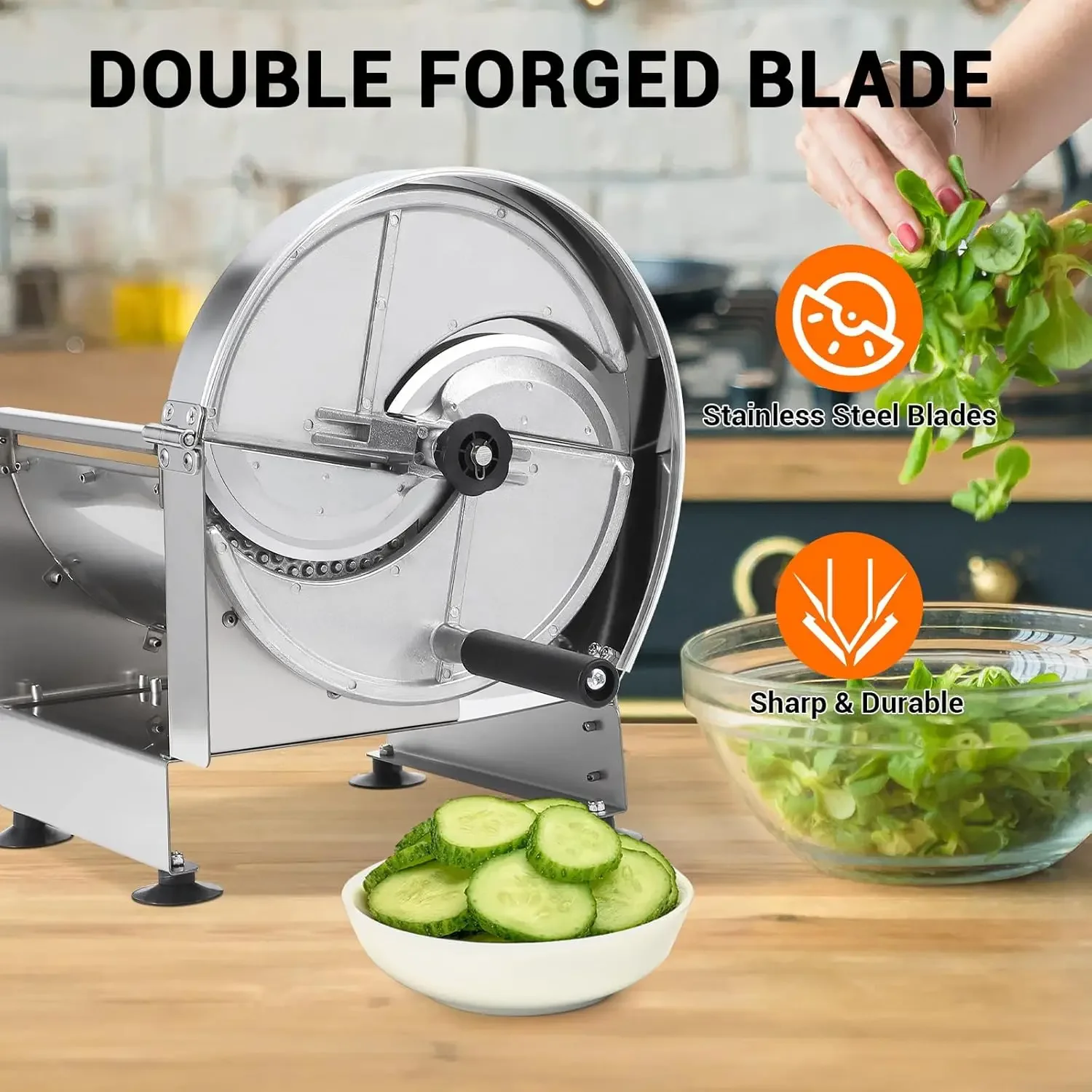 

Commercial Fruit Vegetable Slicer for Home Use,Adjustable Thickness 0.2-12mm,Stainless Steel Manual Tomato Potato Silcer Machine