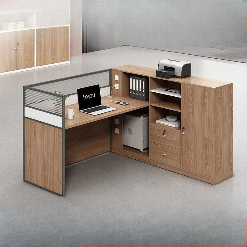 

Simple financial desk, modern staff office desk and chair combination, double 6-seat sub-office